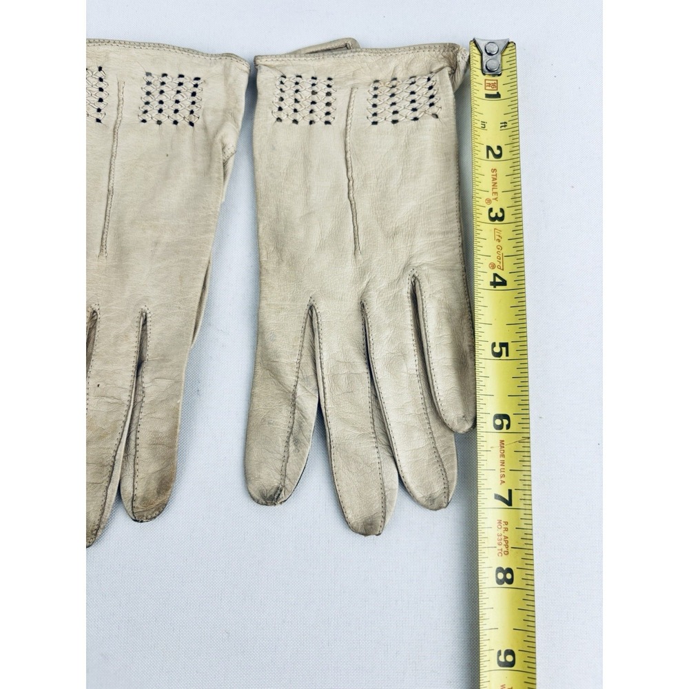 Vintage Madova White Kid Leather Women's Gloves Size 6.5 Florence Italy - Picture 7 of 8